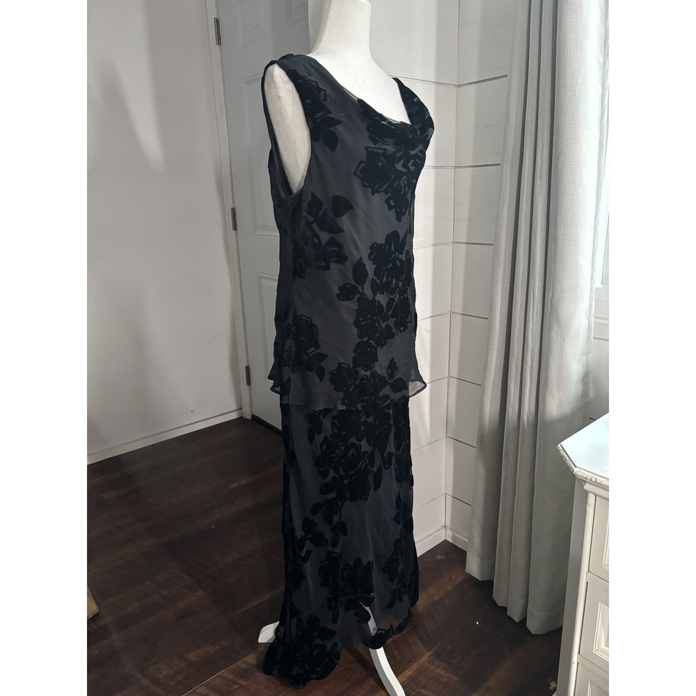 Jessica Howard Dress Womens 16‎ Black Sheer Floral 2 Piece Sleeveless Maxi Set - Picture 2 of 12